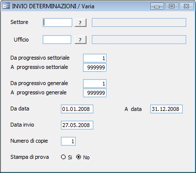 Stampa Invio Determinazioni